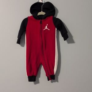 Jordan Infant Red and Black Hooded Footie